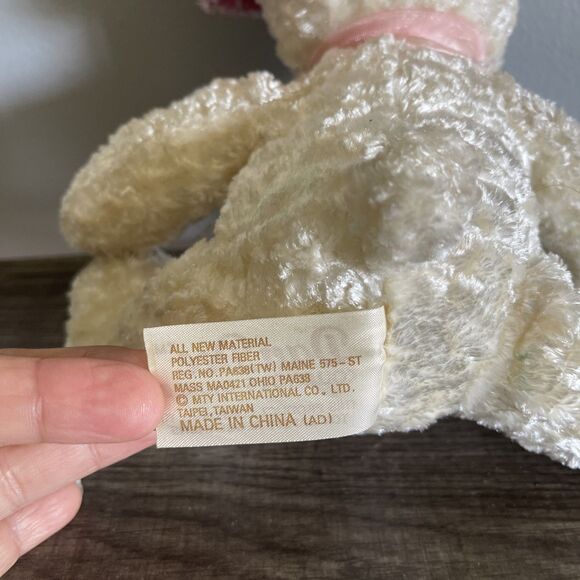 Dan Dee Victorian White Teddy Bear Plush Pink Hat & Neck Ribbon Stuffed Toy 10” - Picture 5 of 8